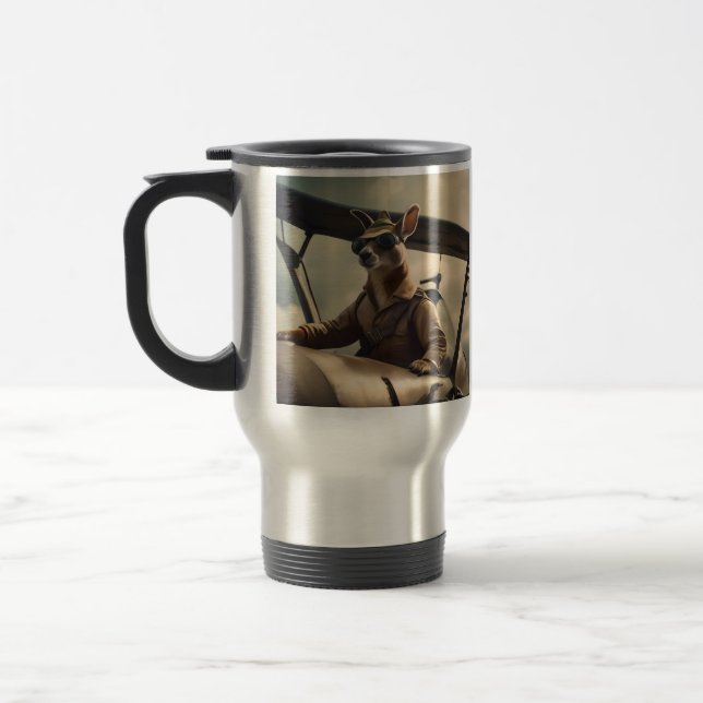 Mug De Voyage Aussie Kangaroo Avion Pilote, (Gauche)