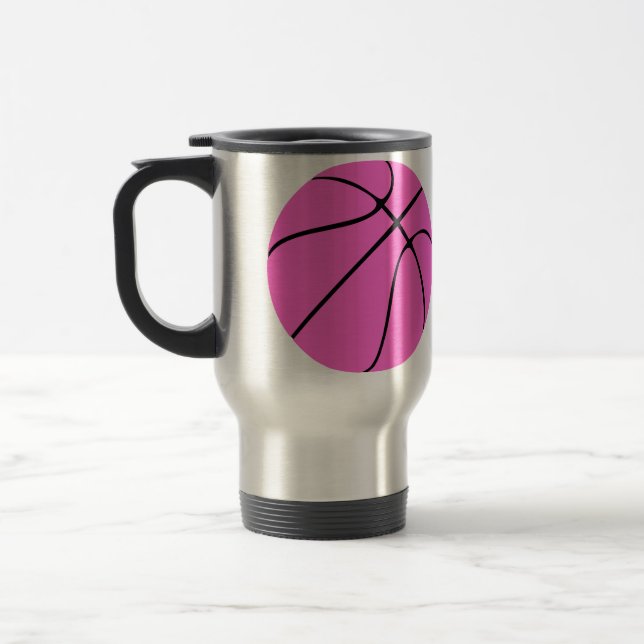 Mug De Voyage Autocar de basket-ball rose personnalisable (Gauche)