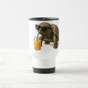 Mug De Voyage Autocollant Tortue Cool Buvant du Jus