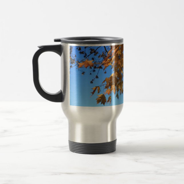 Mug De Voyage Automne, feuilles, érable, ciel bleu (Gauche)