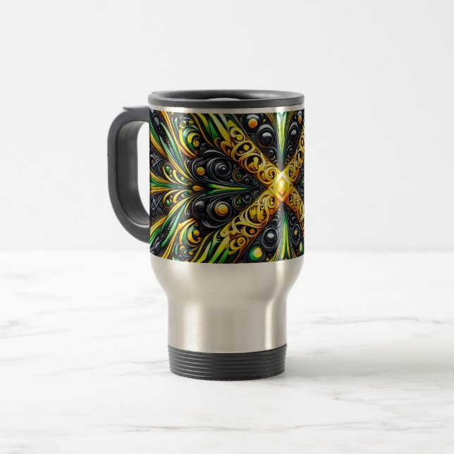 Mug de voyage aux couleurs jamaïcaines design (Devant gauche)