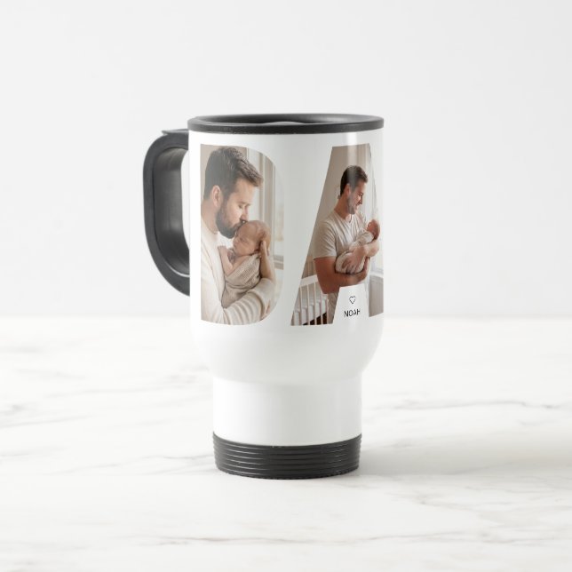 Mug de voyage avec collage de photos de papa (Devant gauche)