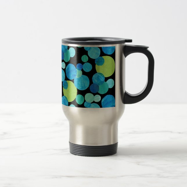 Mug de voyage avec couvercle, Motif de lunes bleue (Droit)
