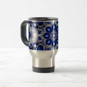 Mug de voyage avec des couleurs Bleues Blances Des