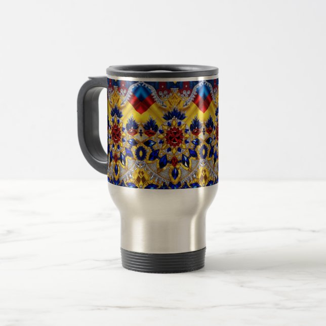 Mug de voyage avec des couleurs roumaines Design (Devant gauche)