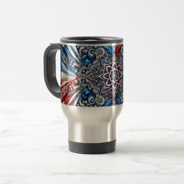 Mug de voyage avec design de couleurs françaises (Devant gauche)