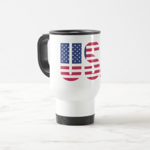 Mug de voyage avec drapeau américain en forme de c