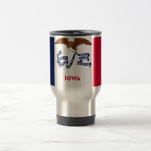 Mug de voyage avec Drapeau de l'Etat de l'Iowa - U