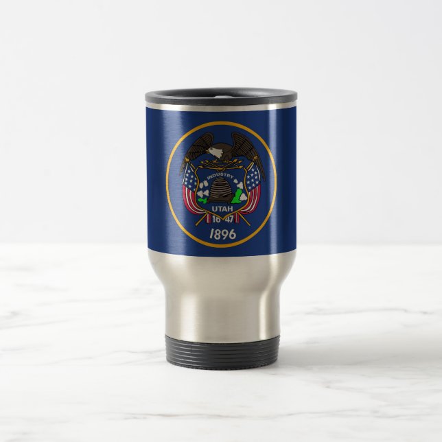 Mug de voyage avec Drapeau de l'Etat de l'Utah - U (Centre)