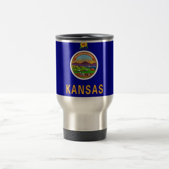 Mug de voyage avec Drapeau de l'Etat du Kansas - U (Centre)