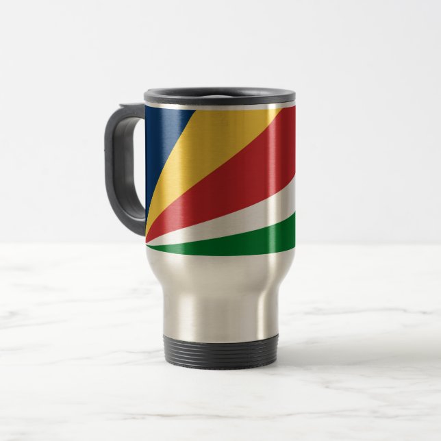 Mug de voyage avec les couleurs des Seychelles Des (Devant gauche)