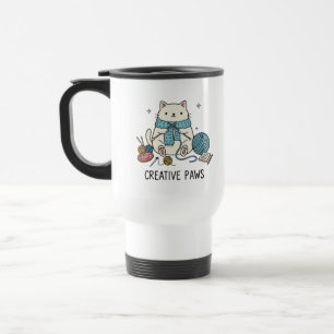 Mug De Voyage Aventure de tricot de chat blanc fantaisiste de vo
