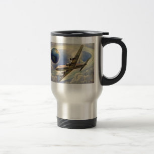 Mug De Voyage Avion vintage volant autour du monde dans les nuag