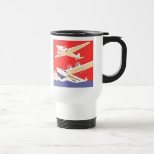 Mug De Voyage Avion volant Vintage WPA coloré