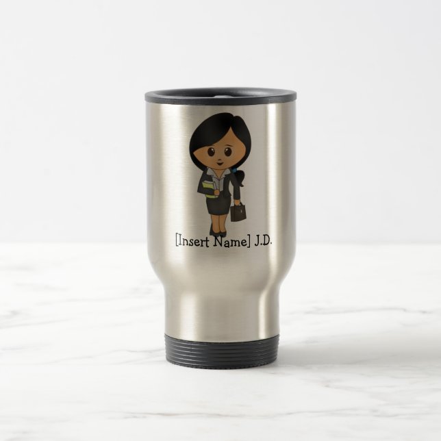 Mug De Voyage Avocat féminin personnalisé - cheveux noirs (Centre)