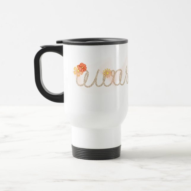 Mug De Voyage AWARENESS Rope Text With Abstract Flowers (Gauche)