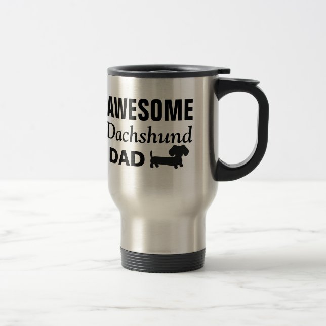 Mug De Voyage Awesome Dachshund Papa Voyage Acier Inoxydable Mug (Droit)