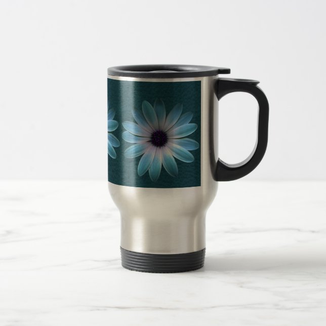Mug De Voyage Azur marguerite en cuir foncé (Droit)