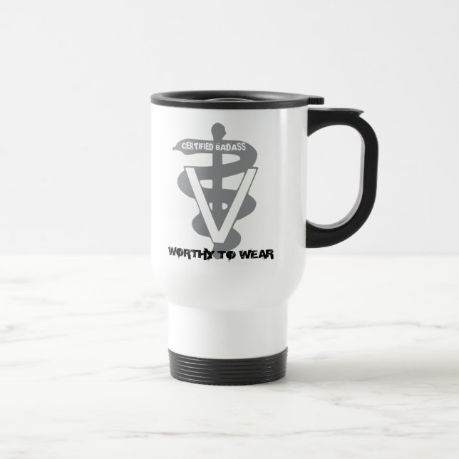 Mug De Voyage Badass Vétérinaire Certifié - À Porter (Droite)