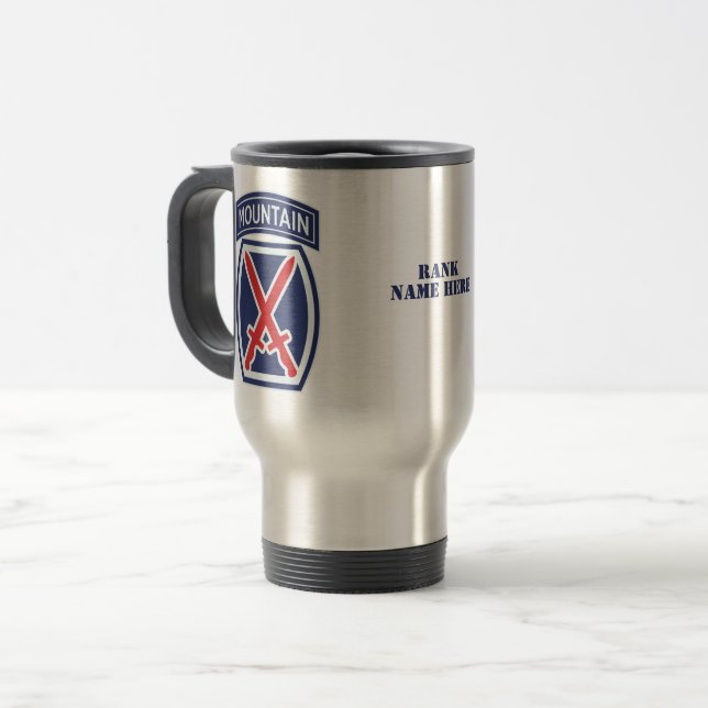 Mug De Voyage Badge de la 10e Division des montagnes (Devant gauche)