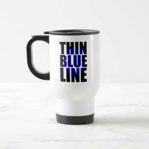Mug De Voyage Badge de soutien à la police Thin Blue Line