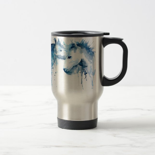 Mug De Voyage Baiser de cheval d'aquarelle, amour de cheval (Droit)