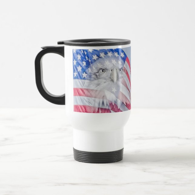 Mug De Voyage Bald Eagle et le drapeau américain (Gauche)