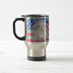 Mug De Voyage Bald Eagle et le drapeau américain
