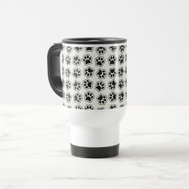 Mug De Voyage Balles noires, Paws de chien, Paws de chat, Plan (Devant gauche)