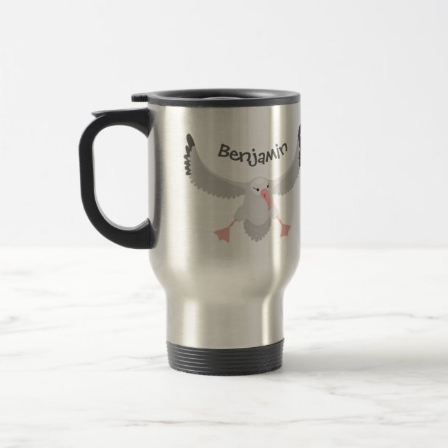 Mug De Voyage Bande dessinée de l'oiseau mûre albatros (Gauche)