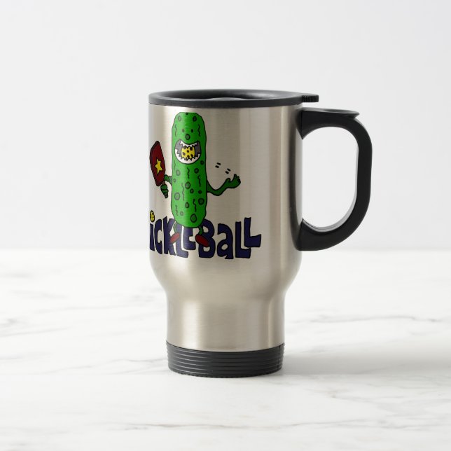 Mug De Voyage Bande dessinée drôle de monstre de Pickleball (Droit)