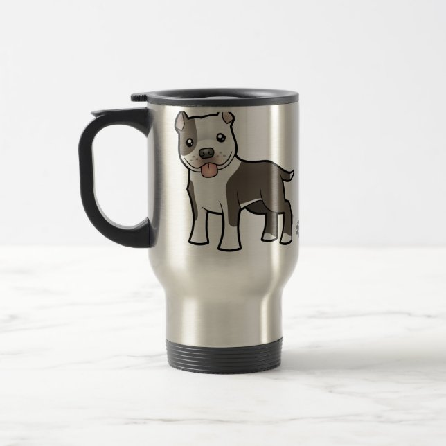 Mug De Voyage Bande dessinée Pitbull/Staffordshire Terrier (Gauche)