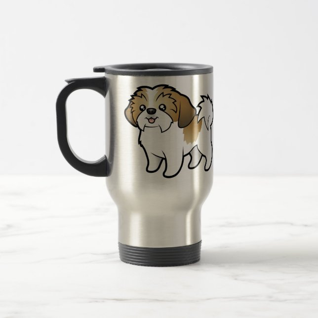Mug De Voyage Bande dessinée Shih Tzu (chiot coupé) (Gauche)