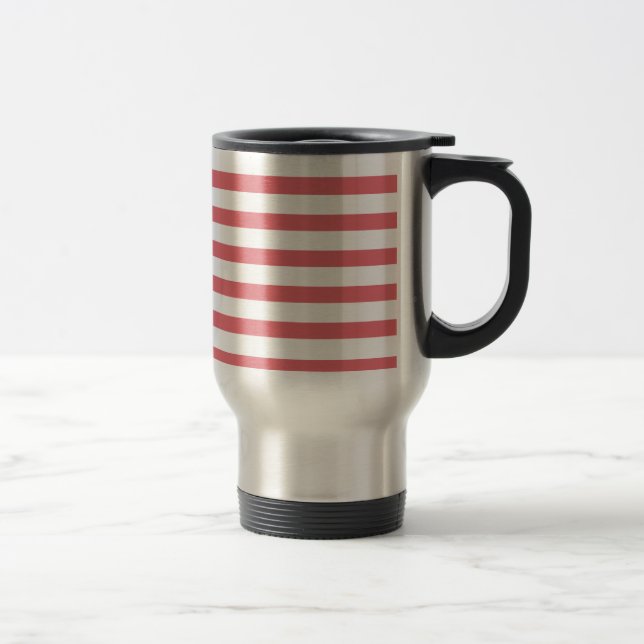 Mug De Voyage Bande horizontale rose et blanche (Droit)