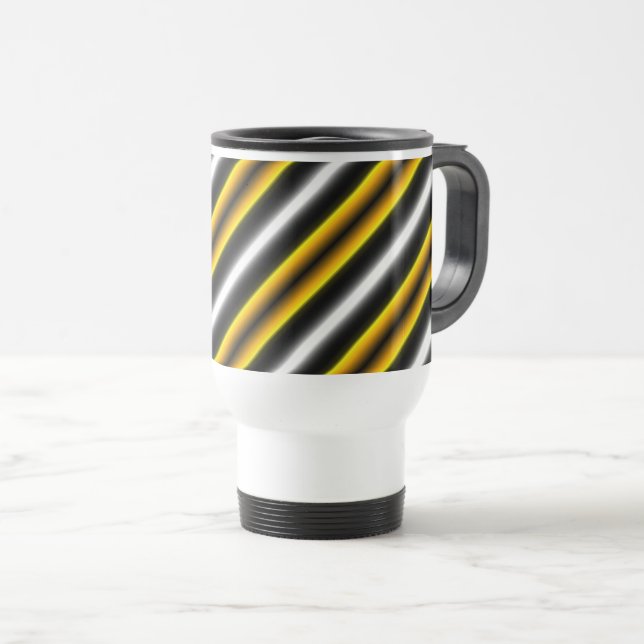 Mug De Voyage Bandes arc-en-ciel blanc jaune (Devant droit)