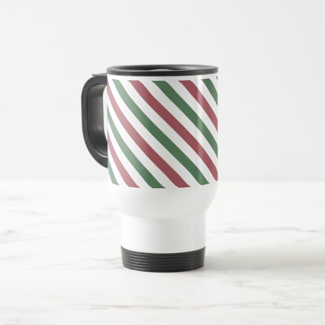 Mug De Voyage Bandes de Noël personnalisables (Devant gauche)