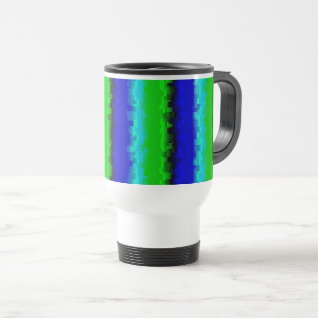 Mug De Voyage Bandes de verre brisé bleu vert (Devant droit)