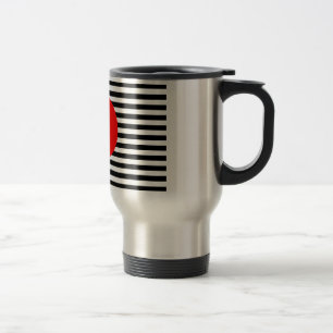 Mug De Voyage Bandes noires et blanches avec cercle rouge monogr