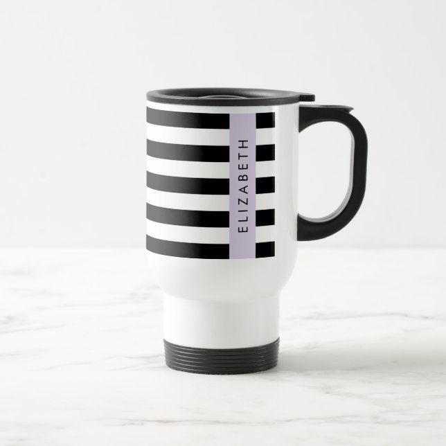 Mug De Voyage Bandes noires et blanches, Gravées, Lignes, Votre  (Droite)
