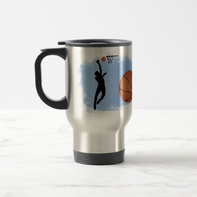 Mug De Voyage Basketball Male Player and Ball personalize (Gauche)