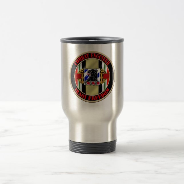 Mug De Voyage Bataillon d'en de l'ingénieur de combat OIF 11ème (Centre)