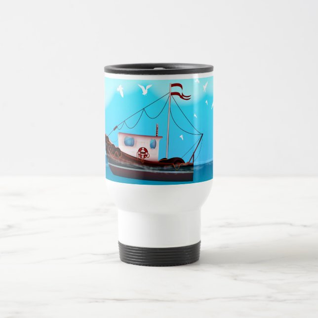 Mug De Voyage Bateau de pêche (Centre)