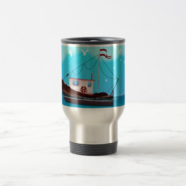 Mug De Voyage Bateau de pêche (Centre)