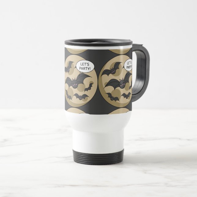 Mug De Voyage Bats Having Party on Full Moon (Devant droit)