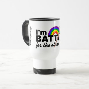 Mug De Voyage "Batting pour l'autre équipe", nom personnalisé, f