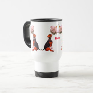 Mug De Voyage Beagle Chien blanc rose mignon Personnalisé