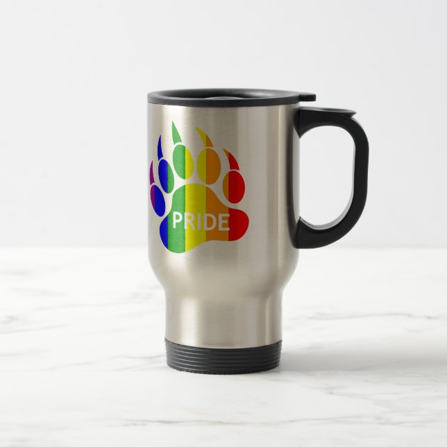 Mug De Voyage Bear Paw Rainbow Flag net et propre look (Droit)