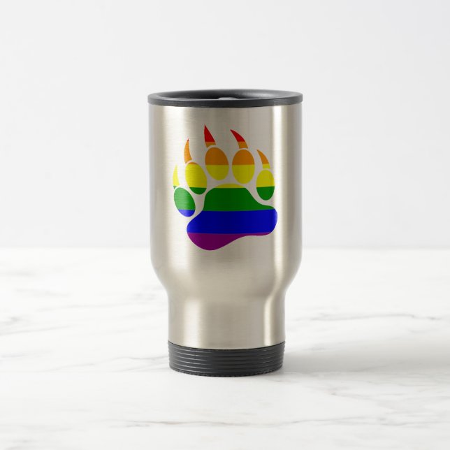 Mug De Voyage Bear Paw Rainbow Flag net et propre look -Travel M (Centre)