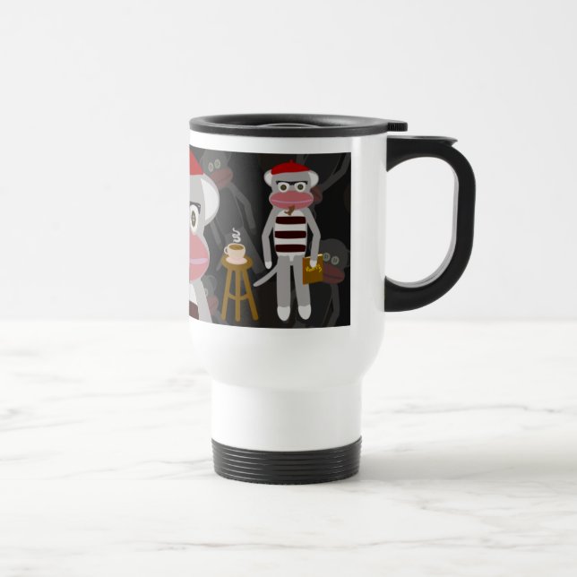 Mug De Voyage Beatnik Sock Monkey amusant dessin de dessin animé (Droite)
