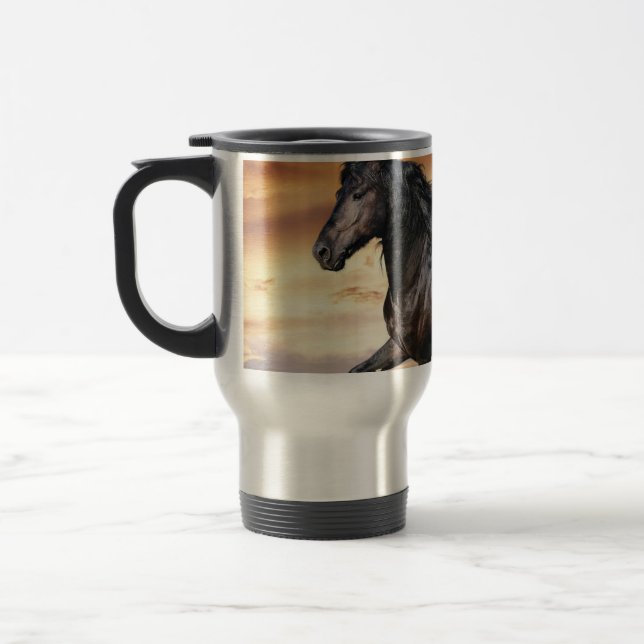 Mug De Voyage Beau Cheval Noir (Gauche)